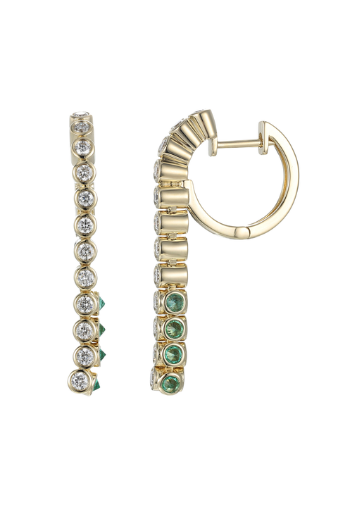 Tubbo Sideway Long Emerald And Diamond Earrings