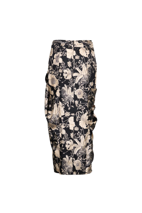 Silk Twill Silent Tension Ankle Skirt