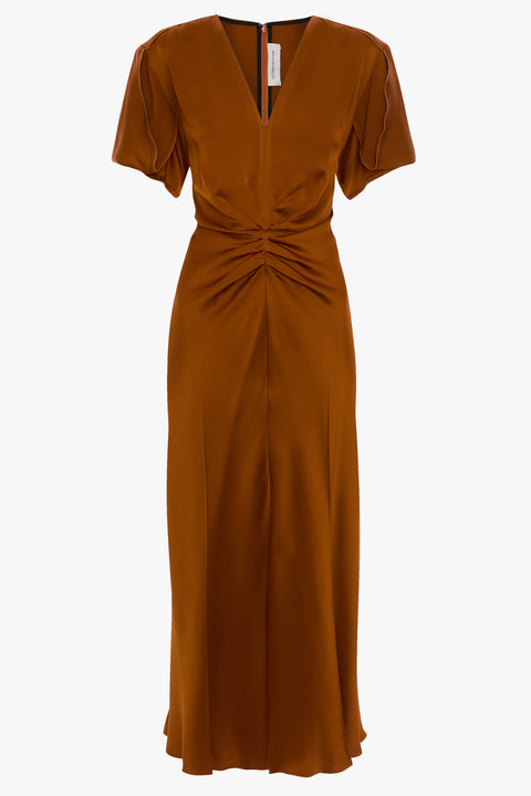 Eve Gathered V-Neck Midi Dress