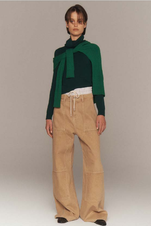 Washed Double Waistband Wide-Leg Jeans