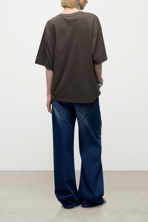 Crystal Chain Cutout Relaxed Jean