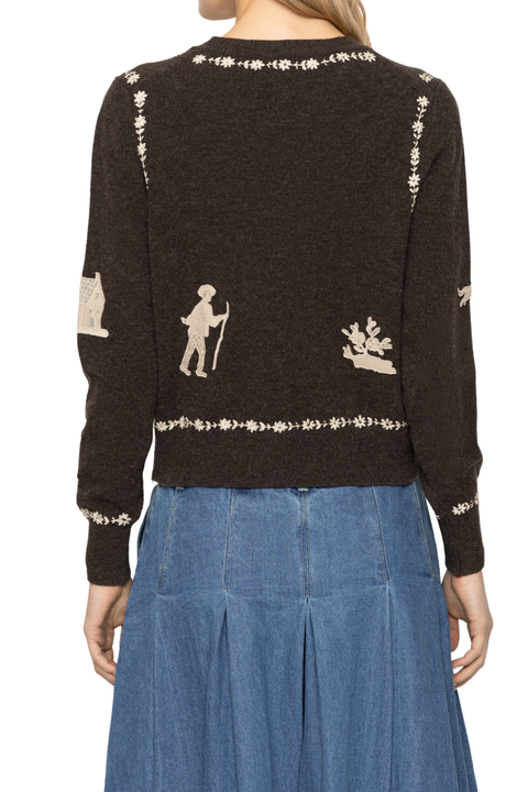Margeurite Lace Patch Long Sleeve Cardigan
