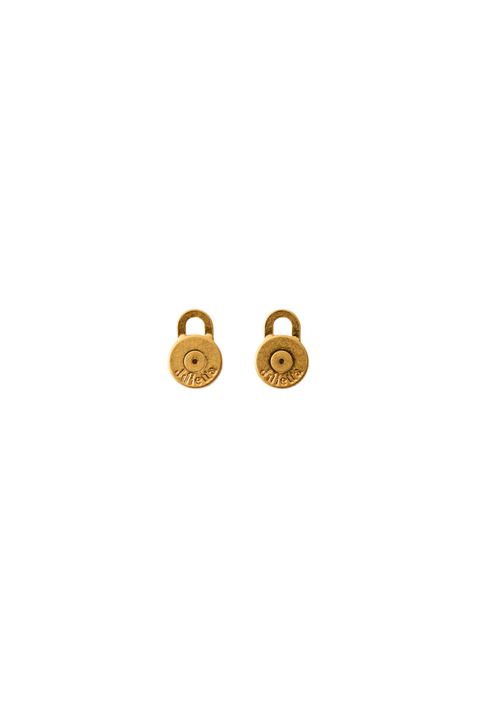 Two gold earrings with moonstones backs