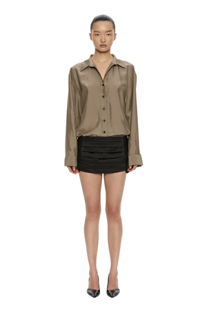 Tuxedo Cummerbund Wool Skirt