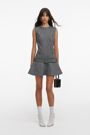 Herringbone Flared Mini Dress