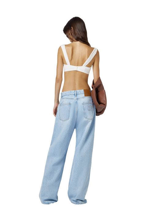 Denim Trousers With Pearl Pockets