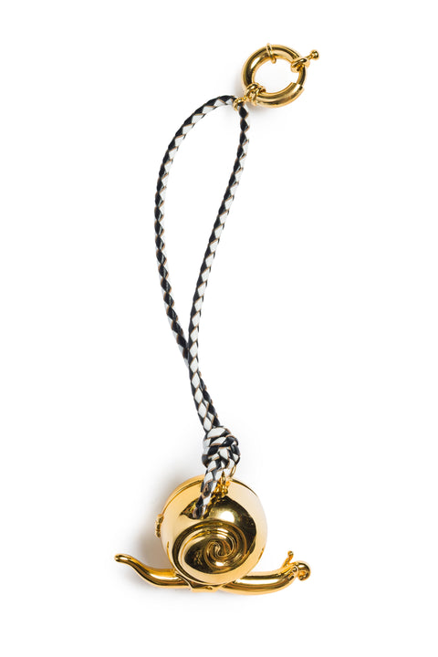 Keycharm With Snail And Black And White Cord