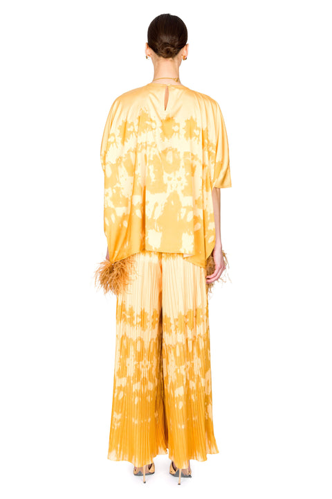 Tie Dye Cocoon Top With Feathers