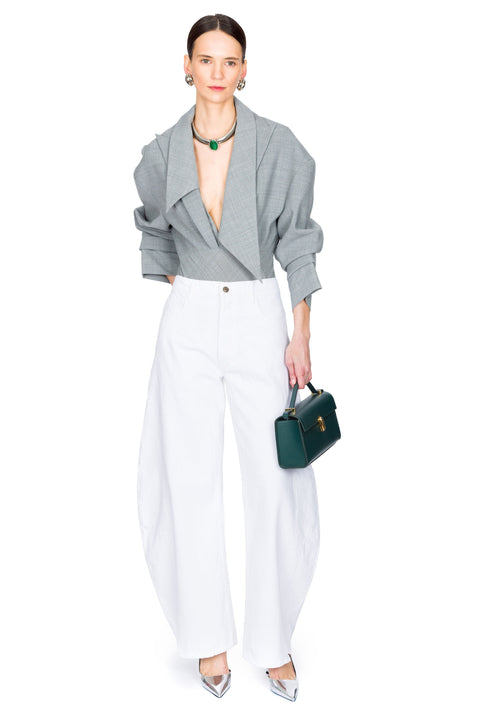 Tailored Bodysuit With Shirt Collar Insert