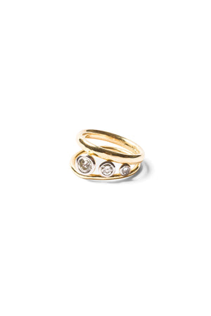 3 Stone Diamond Tilted Ring