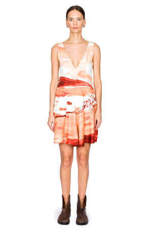 Printed V-Neck Mini Dress