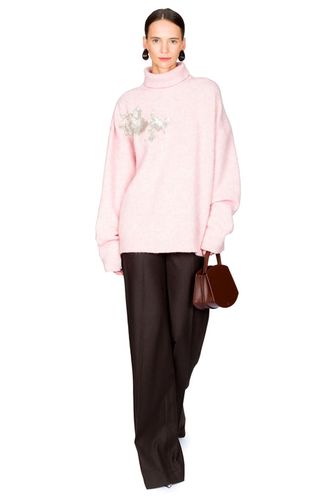 Alpaca Knit Turtleneck Jumper With Embellishment