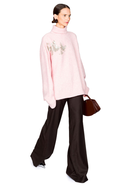 Alpaca Knit Turtleneck Jumper With Embellishment