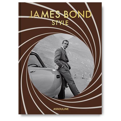 Brown coffee table book that says "James Bond Style"