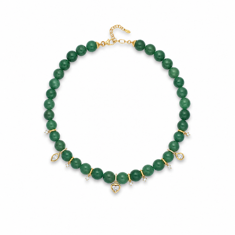 Eclipse Aventurine Bead Illusion Charm Necklace