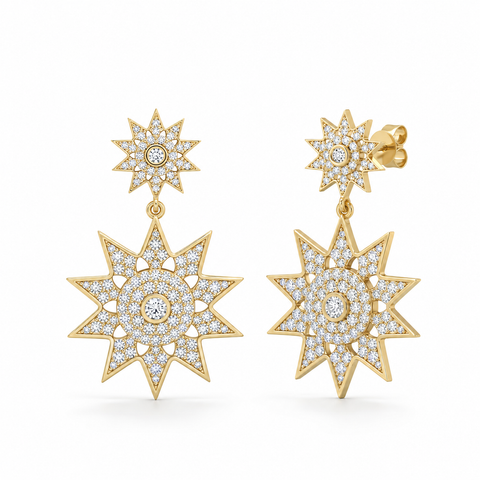 Lumière Diamond Star Jumbo Dangle Earrings