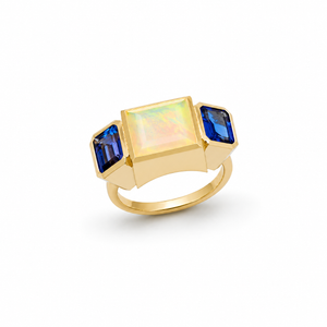 Opal and Tanzanite Trilogy Ring