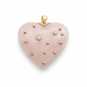 Rose Quartz Studded Heart Pendant