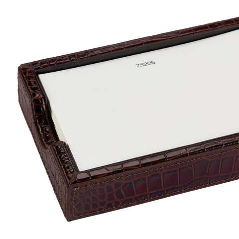 Set of 100 '75205' Cards & Embossed Brown Croc Memo Tray