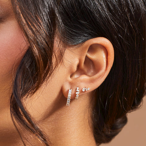 Multi Faceted Diamond Stud Earring