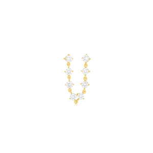 Prong Set Diamond Double Chain Stud Earring
