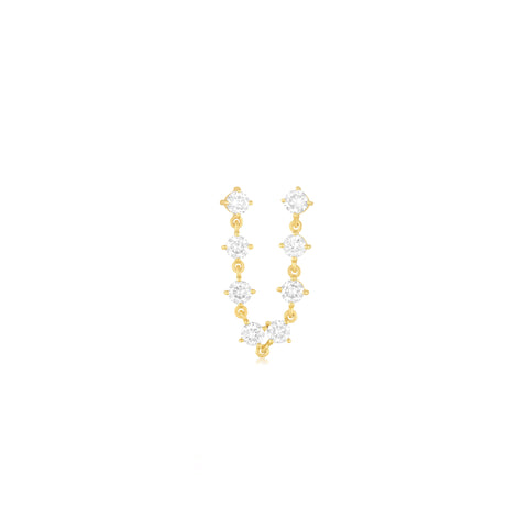 Prong Set Diamond Double Chain Stud Earring