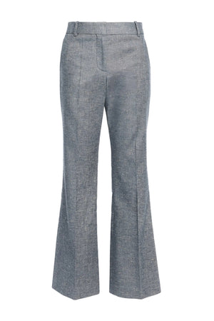 Gray flared pants on a white background
