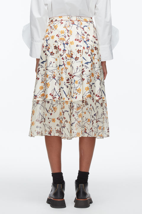 Bliss Floral Pleated Skirt With Chiffon Hem