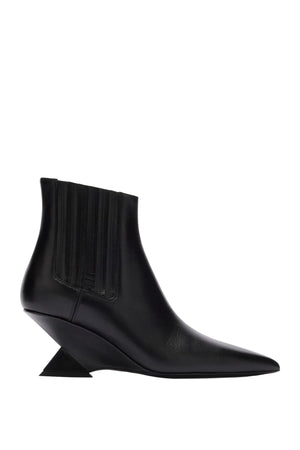 Black ankle boot on a white background