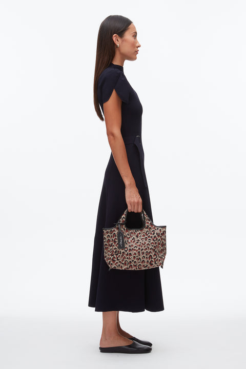 Leopard Embroidered Mini Market Tote