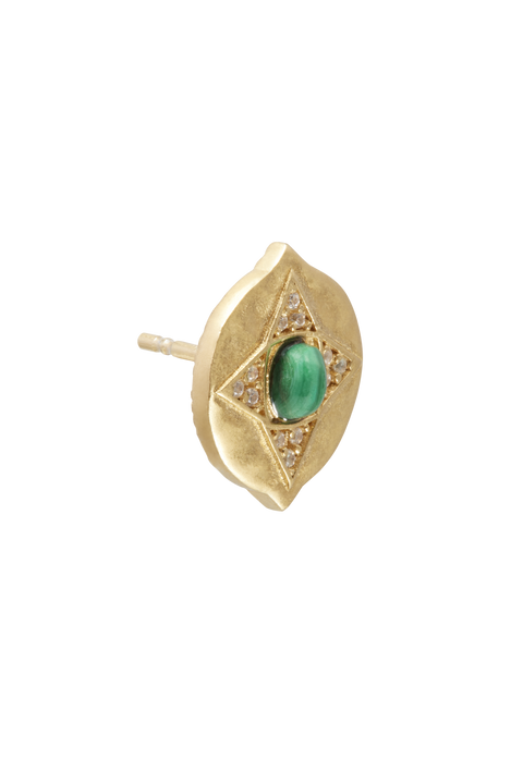 The Hathor Stud Earrings Malachite 14K YG Plate