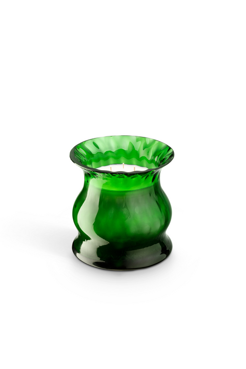 Murano green glass candle.