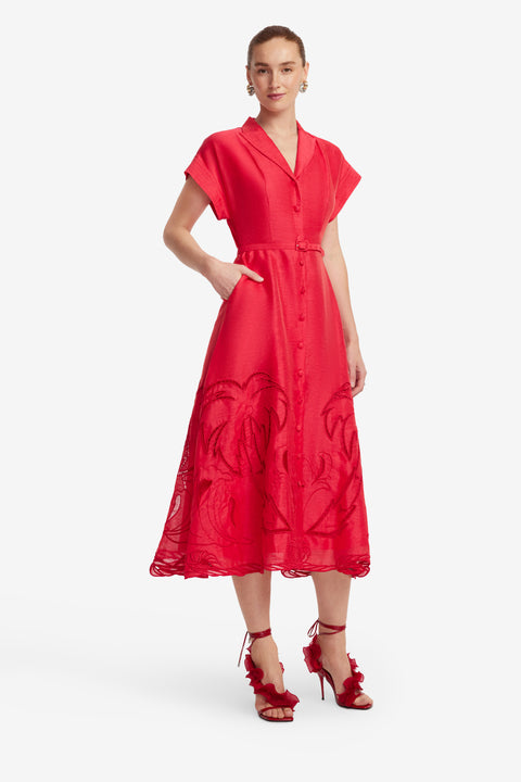 Aubrey Applique Shirt Midi Dress