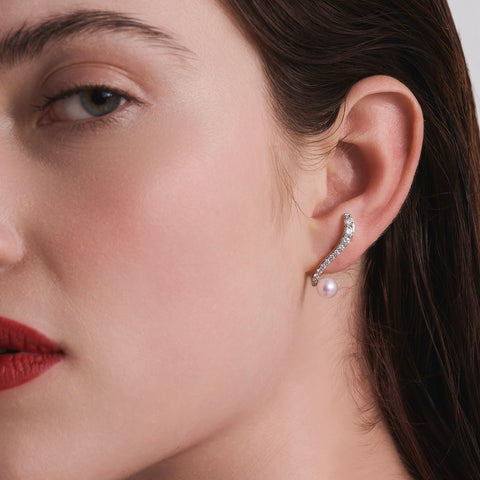 Pearl & Diamond Ray Earrings