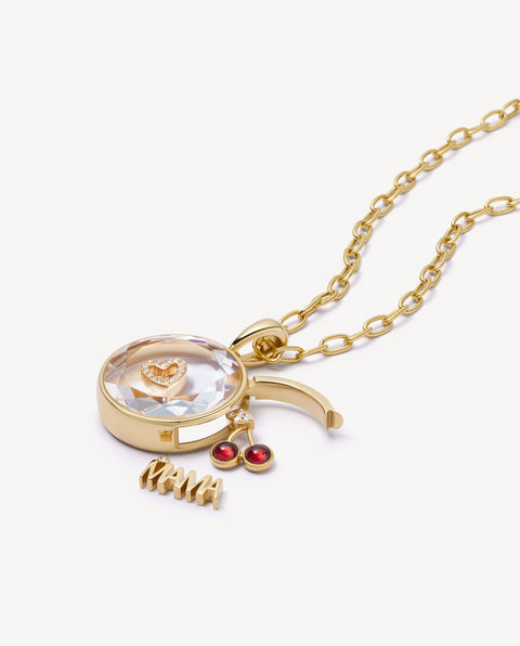 Midi Round Locket Rolo Chain Necklace Set