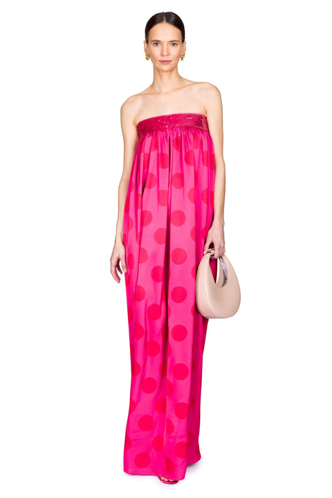 Polka Dot Sequin Strapless Dress