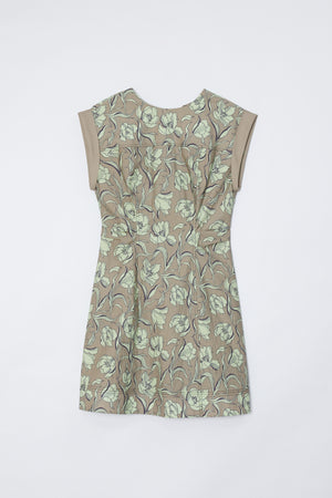 Short Sleeve Floral Mini Dress With Neck Ties