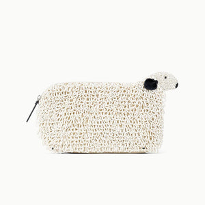 Textured pouch shaped like a sheep on a white background