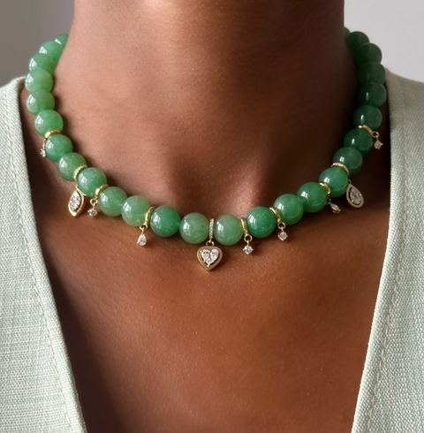 Eclipse Aventurine Bead Illusion Charm Necklace