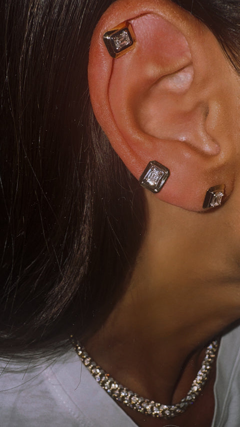 Tribal Stud Emerald Cut