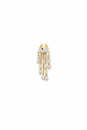 A small gold jellyfish earring with diamond accents