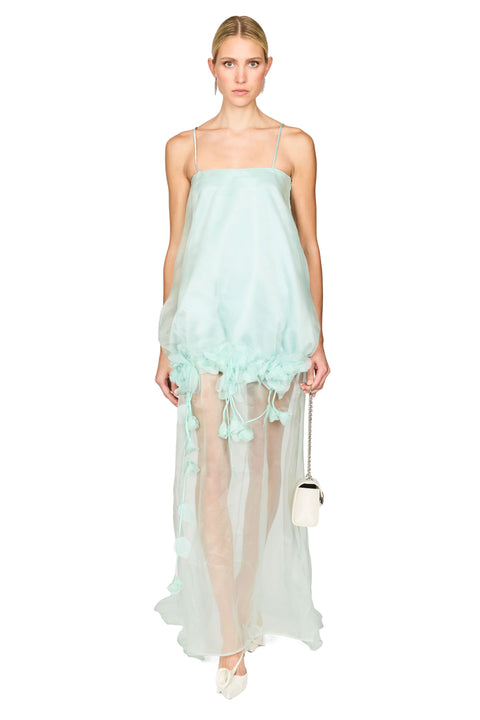 Flower Embellished Sheer Dress