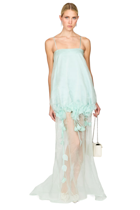 Flower Embellished Sheer Dress
