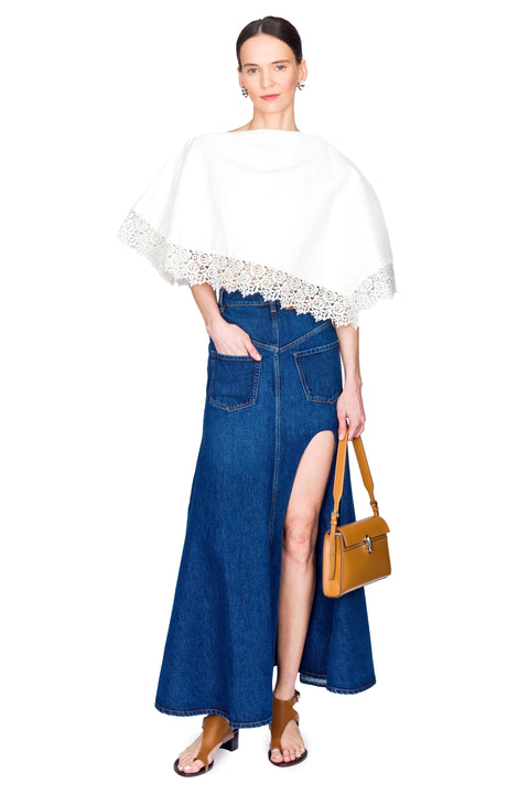 Lace Trimmed Big Collar Top