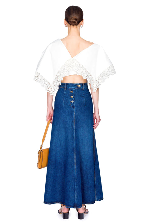 Lace Trimmed Big Collar Top