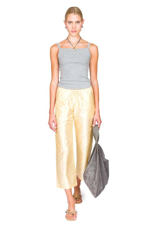 The Taffeta Gingham Drawstring Cargo Pant