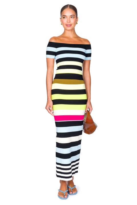 Striped Bodycon Off the Shoulder Top