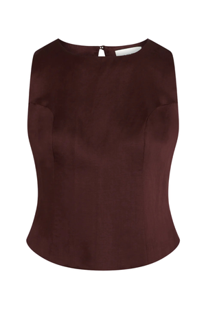 Structured brown sleeveless top on a white background