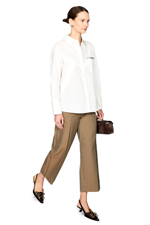 Poplin Oversized Shirt With Embellished Pocket