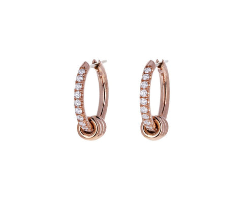 Rose gold and diamond huggie earrings